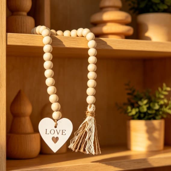 Ins Nordic Style Wooden Bead Hanging Decoration DIY Handmade Accessories Jute Rope Home Decoration Hanging Ornament DIY Jute Rope