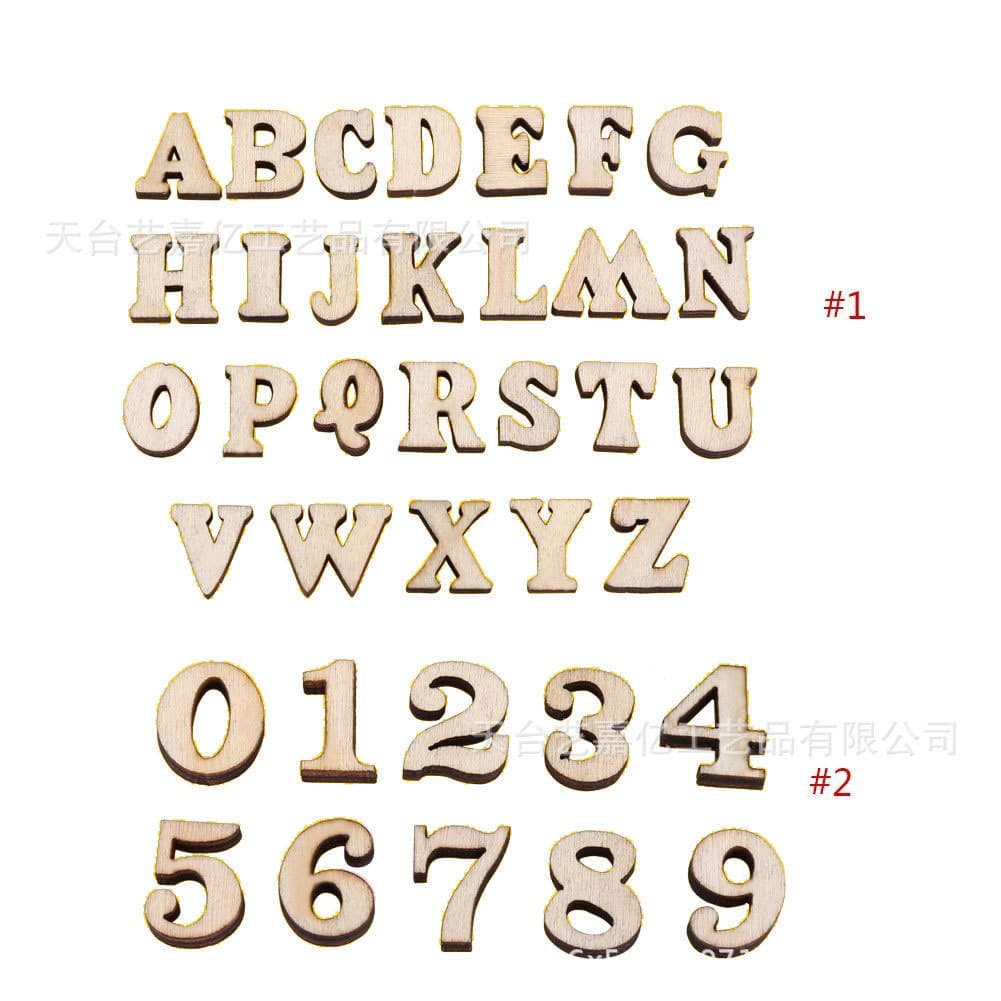 15mm Unpainted Natural Wood Numbers for DIY Crafts Wooden Blank Numbers Random Assortment