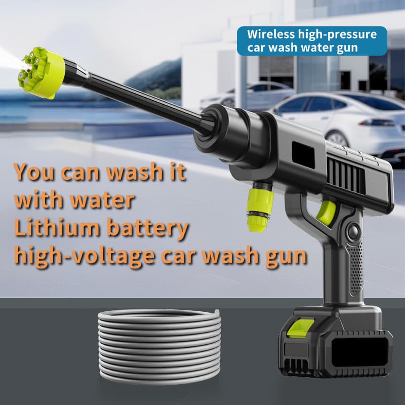 Cross-Border High-Power High-Pressure Car Wash Gun Rechargeable Lithium Battery Car Wash Gun High-Pressure Cordless Electric Car Wash Gun
