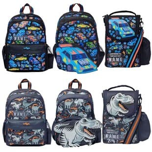 Australia Smiggle Kids Cartoon Backpack for Primary School Students, Dinosaur Car Pattern, Large Capacity, Pressure Relief