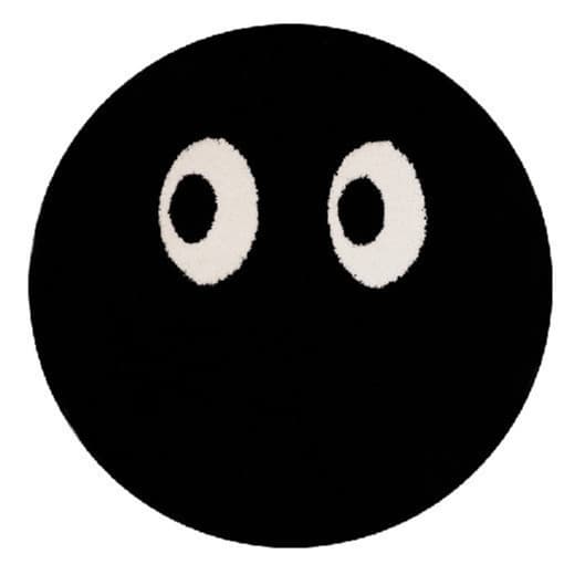 Black Cute Round Coal Ball Living Room Creative Circular Rug Bedroom Bedside Non-Slip Eye Creative Home Decoration