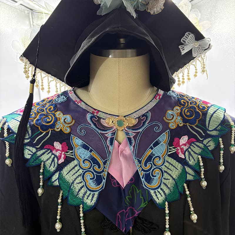 New Hanfu cheongsam cloud-collar with hand-beaded tassel wheat fringe, student coming-of-age ceremony shawl, performance detachable collar.