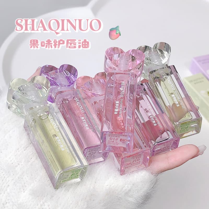 SHAQINUO Fruit Extract Lip Oil Moisturizing Hydrating Lip Care Smooth Lip Lines Water-Based Lip Gloss Lipstick Base