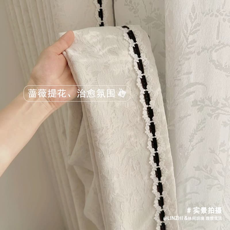 Rose French blackout bedroom high-end curtains 2026 new style living room bedroom retro jacquard chenille wholesale