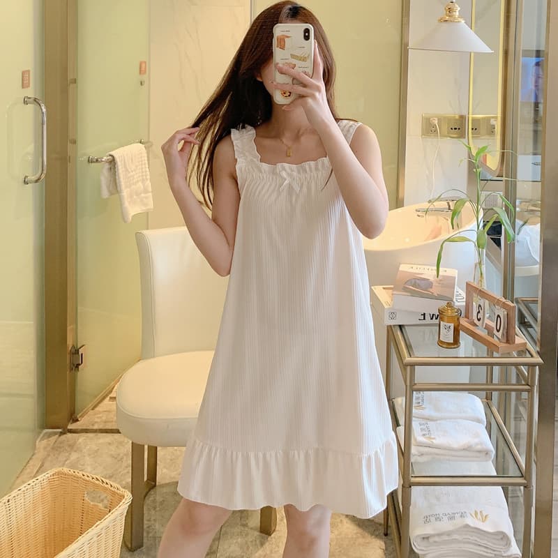Foreign trade cross-border Southeast Asia and Thailand wholesale vest nightgown for women summer thin solid color sleeveless pajamas home skirt for women