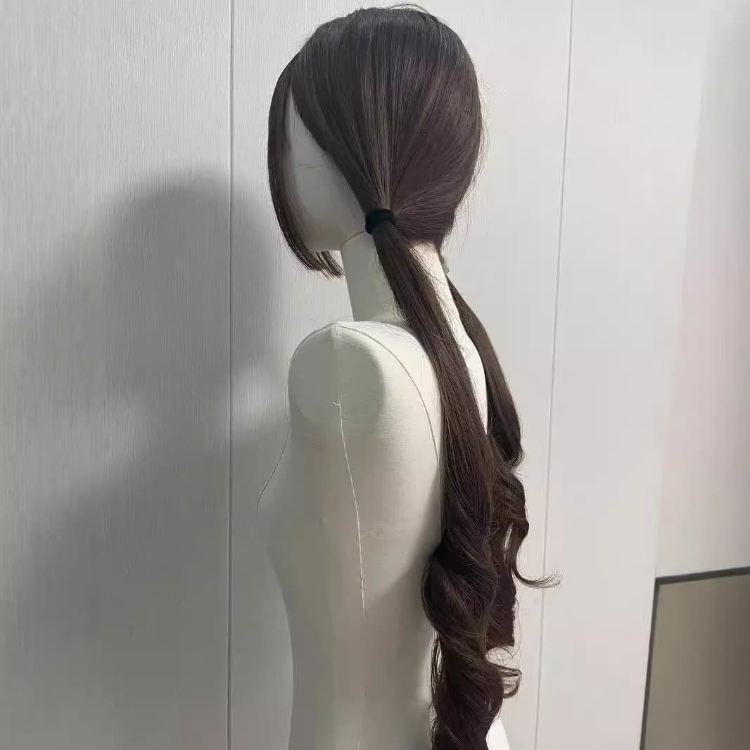 Xuchang Full Wig Long Black Straight Curly Hair 85cm Natural JK Lolita Full Wig