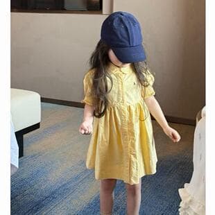 Girls' Dress 2026 New Summer Baby Shirt Dress Stylish Short-Sleeve Princess Dress