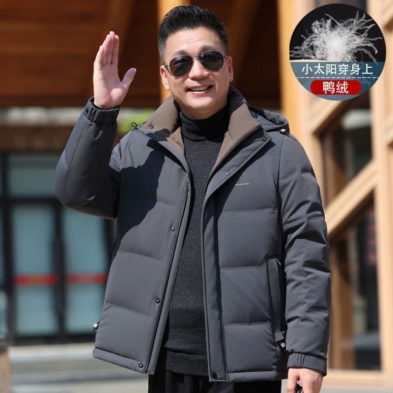 Middle-Aged and Elderly Men's Down Jacket Dad Winter Coat Mid-Age Men's Winter Wear Thickened Top Elderly Clothing for 50 Years Old
