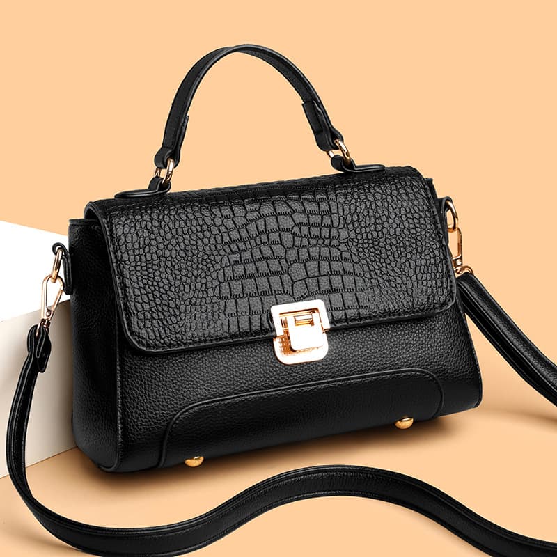 Cross-border 2026 new simple crocodile pattern portable small square bag women's bag large capacity commuter shoulder crossbody bag