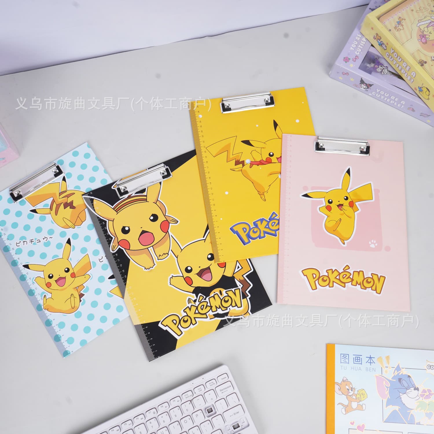 Pikachu A4 thickened board clip cartoon high-looking ins Pokémon student writing pad drawing board foreign trade cross-border