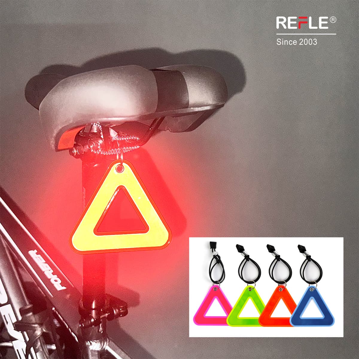Multiple Colors Available Bicycle Saddle Reflective Triangle Sign Cycling Safety Reflector Hanging Triangle Sign