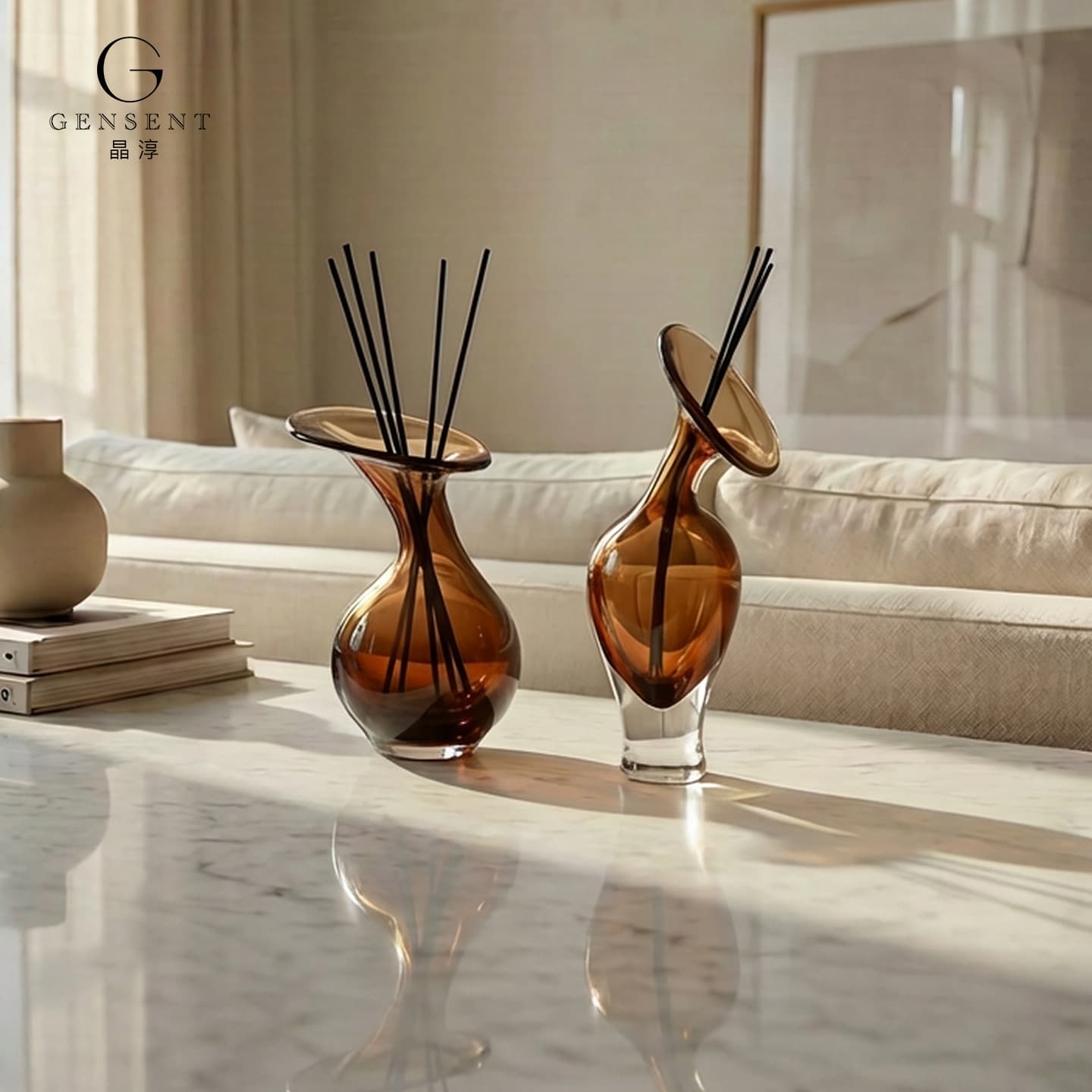 Jingchun Maillard Color Series Glass Vase Minimalist Artistic Creative Showroom Home Aromatherapy Bottle Diffuser