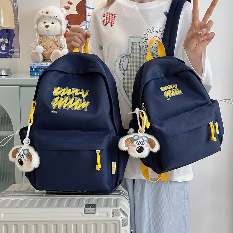 Korean style fresh letter backpack wear-resistant waterproof multi-compartment student school bag girly style versatile casual backpack