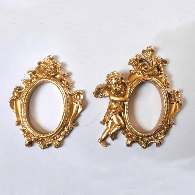 Gold Vintage Resin Photo Frame, Ins Nail Art Decoration, Home Decor Ornament, Photography Background Prop