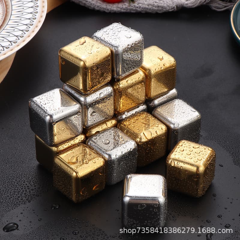 Factory Direct 304 Stainless Steel Ice Cubes Metal Ice Pellets Set, Quick-Freeze Whiskey Stainless Steel Whisky Stones