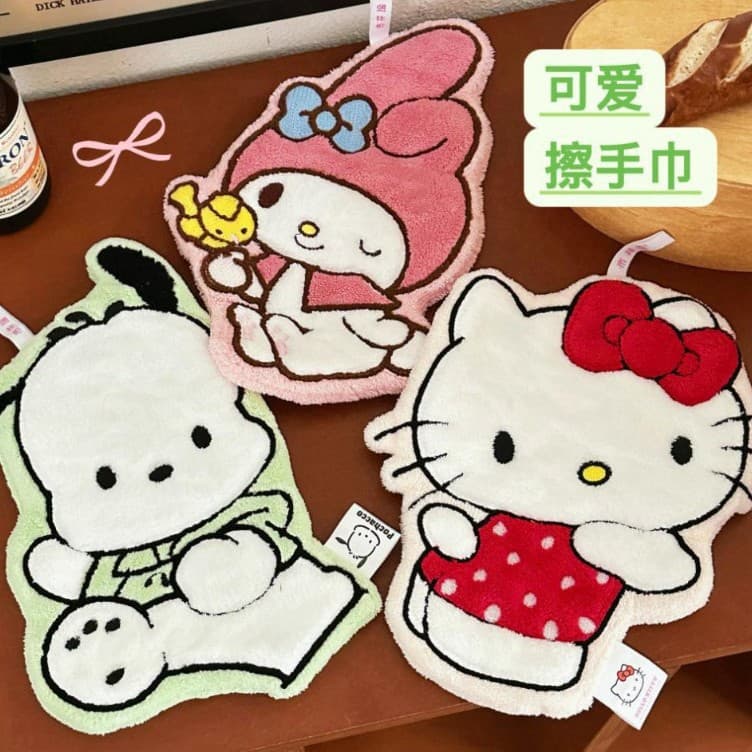 Melody Hand Towel Factory Wholesale Coral Fleece Absorbent Hand Towel Hanging Style Cute Cartoon Small Towel for Kids