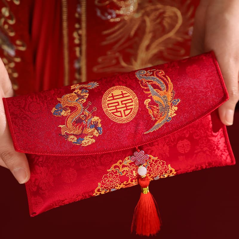2024 new style Chinese fabric red envelopes for weddings, tea ceremony and name-change ritual, ten-thousand-yuan cash gift packets