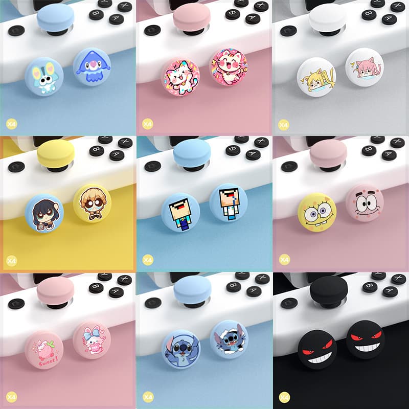 Nintendo Switch OLED Console Thumb Grip Caps, Joy-Con Cover Lite Controller Caps, TPU Button Caps