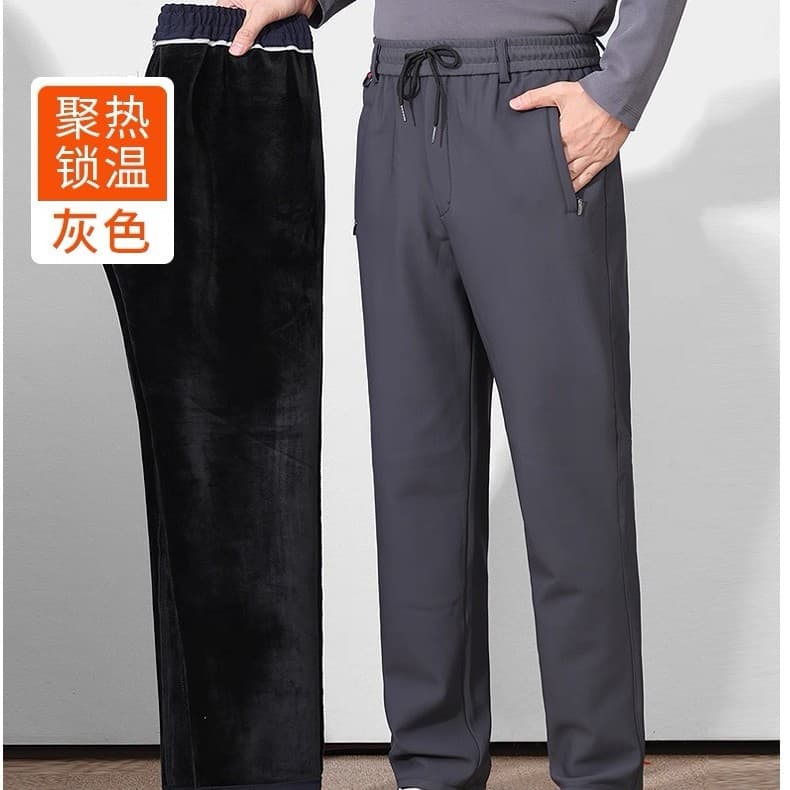 Dad's Fleece-Lined Trousers Men's 2025 Winter Cotton Pants Middle-Aged and Elderly Casual Sweatpants Thickened Fleece Pants