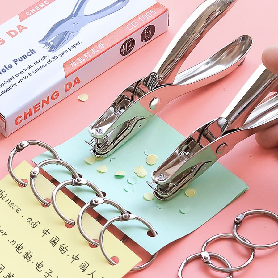 Pindou special hole punch, colored iron ring set, stationery wholesale keychain, love star, small embossed punching machine