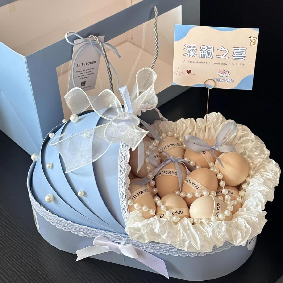 Cradle Flower Box Bouquet Packaging Box Fruit Fresh Flower Arrangement Box Postpartum Egg Gift Box DIY Creative Flower Box