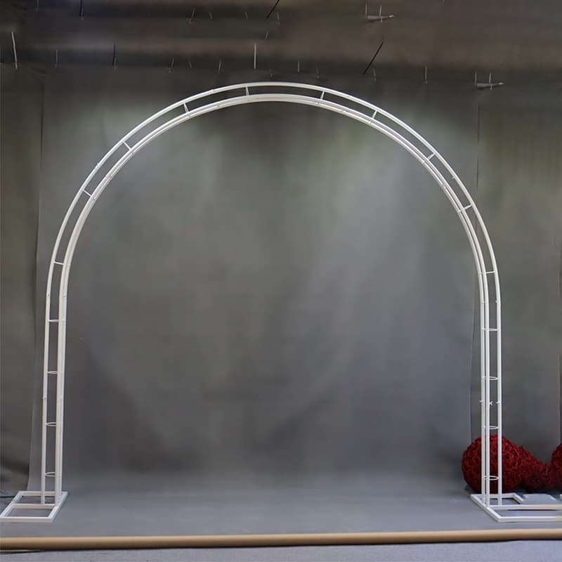 New wedding wrought iron curved shelf wedding stage background thickened arch white U-shaped shelf flower door flower arrangement