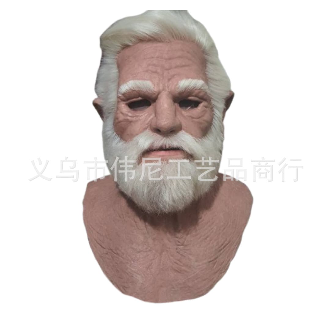 Halloween White Hair Santa Claus Mask Headpiece New Style Big Beard Santa Claus Old Lady Mask In Stock