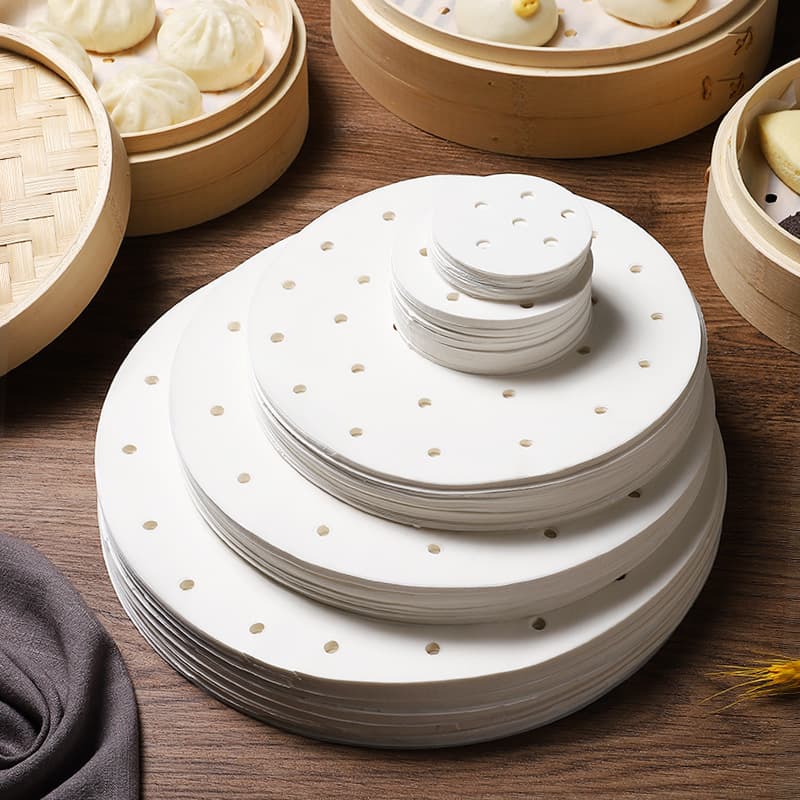 Disposable Round Non-Stick Steamer Paper Liners for Steaming Buns and Mantou, Oil-Proof Steamer Mat, Steamer Cloth, Non-Stick