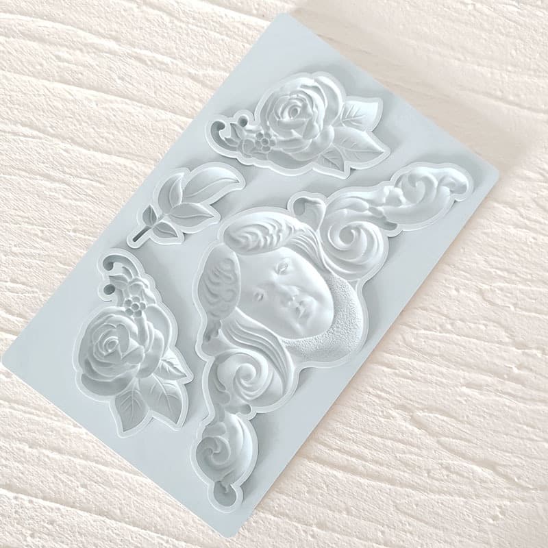 Mythical Goddess Head and Rose Flower Shape Fondant Cake Chocolate Decoration DIY Silicone Mold Mousse