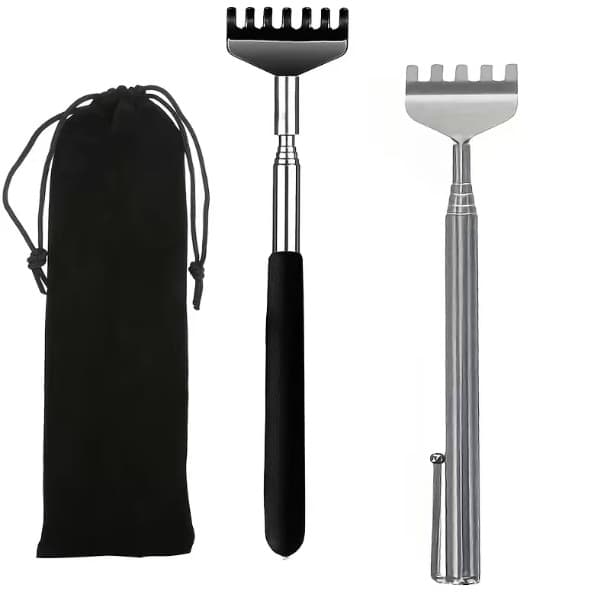 7-Tooth Pen Clip Factory Direct Stainless Steel Back Scratcher, Telescopic Itch Relief Tool for Seniors