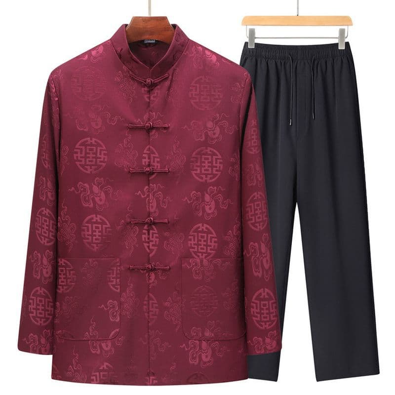 Dad Zhongshan Suit Elderly Hanfu Set Mid-Age and Elderly Tang Suit Men Spring and Autumn Style Jacket 2025 New Chinese Style