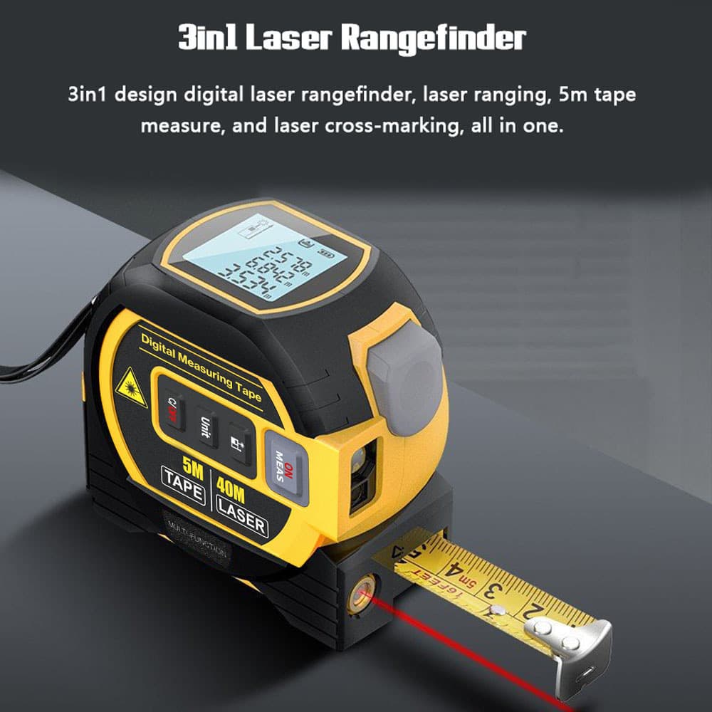 Amazon Exclusive 5m Screen Infrared Laser 3-in-1 Distance Meter with Steel Tape Display, Waterproof, High-Precision Laser Tape Measure