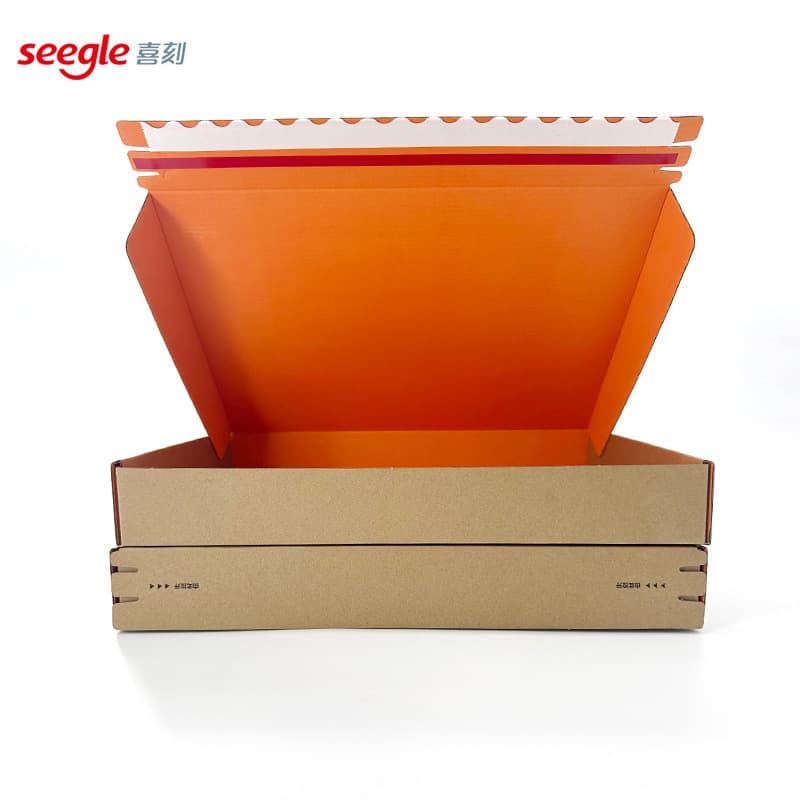 In stock zippered cardboard box, 36*26*5 cm, for clothing, gifts, and express delivery. High-grade tear-off, tape-free, internally printed.