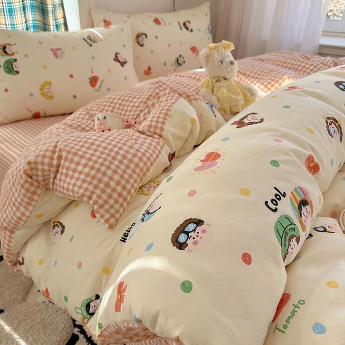 100% Cotton Bedding Set 4-Piece Pure Cotton Printed Fitted Sheet Duvet Cover 2026 New Style Bed Sheet Duvet Cover Student 3-Piece Bedding