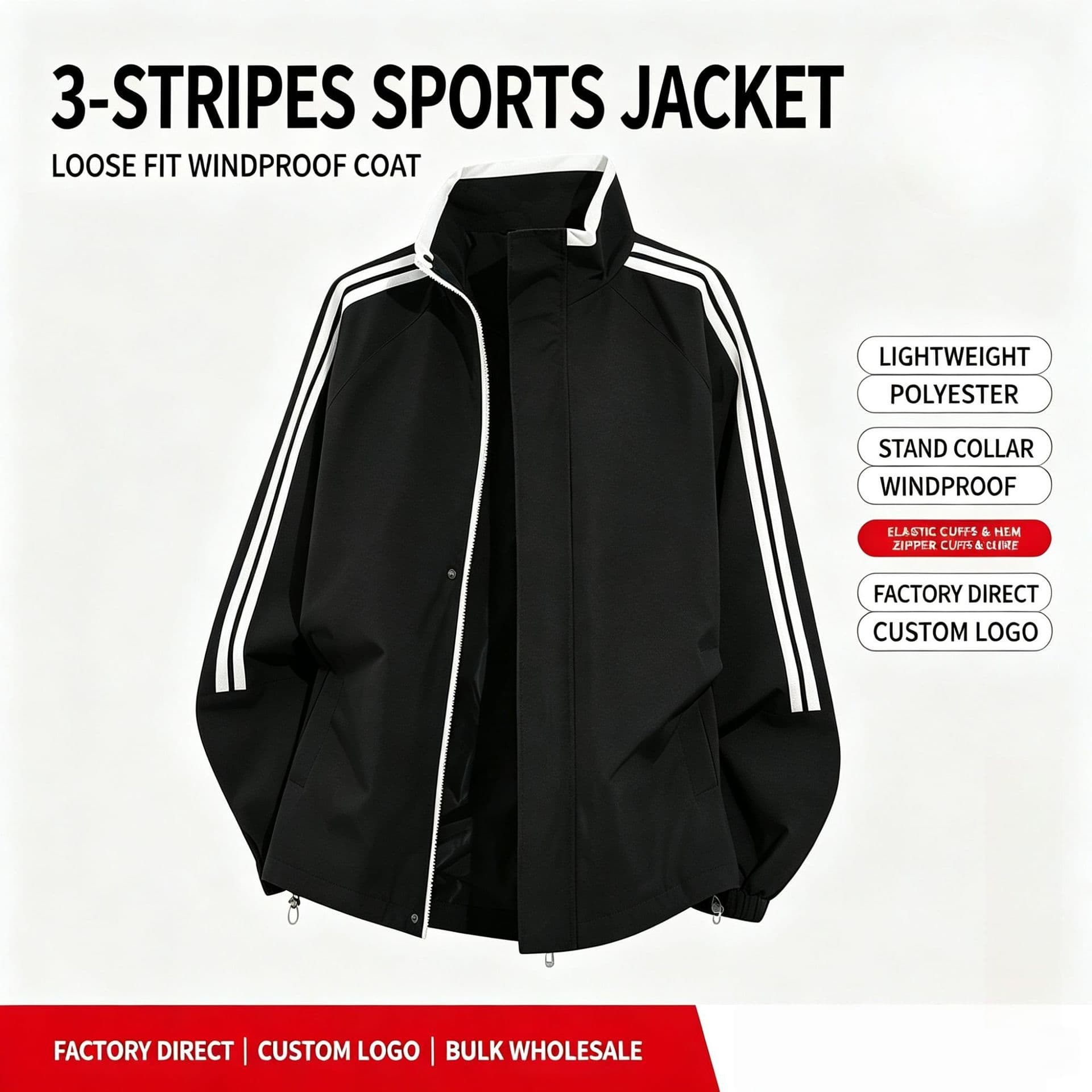 Striped stand-up collar long-sleeved jacket 2026 autumn men's fashion casual sports versatile jacket order cross-border
