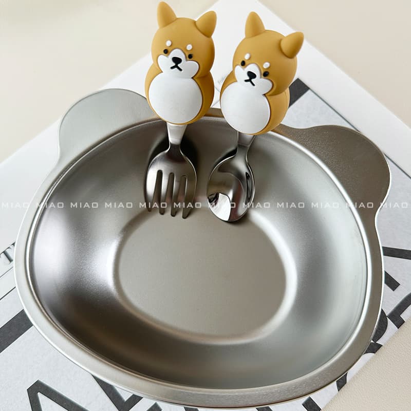304 stainless steel bear bowl children's household eating bowls and chopsticks small bowl rice rice cereal supplementary food bowl stainless steel supplementary food bowl