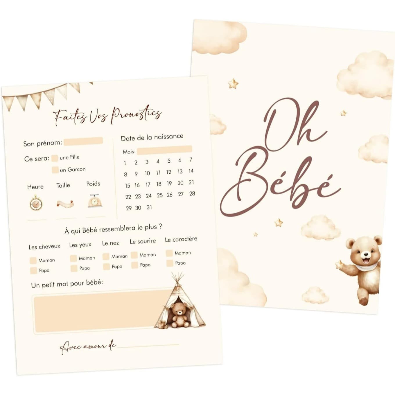 25Pcs Baby Prediction and Advice Cards Gender Reveal Boy or Girl Baby Shower Game Props Supplies