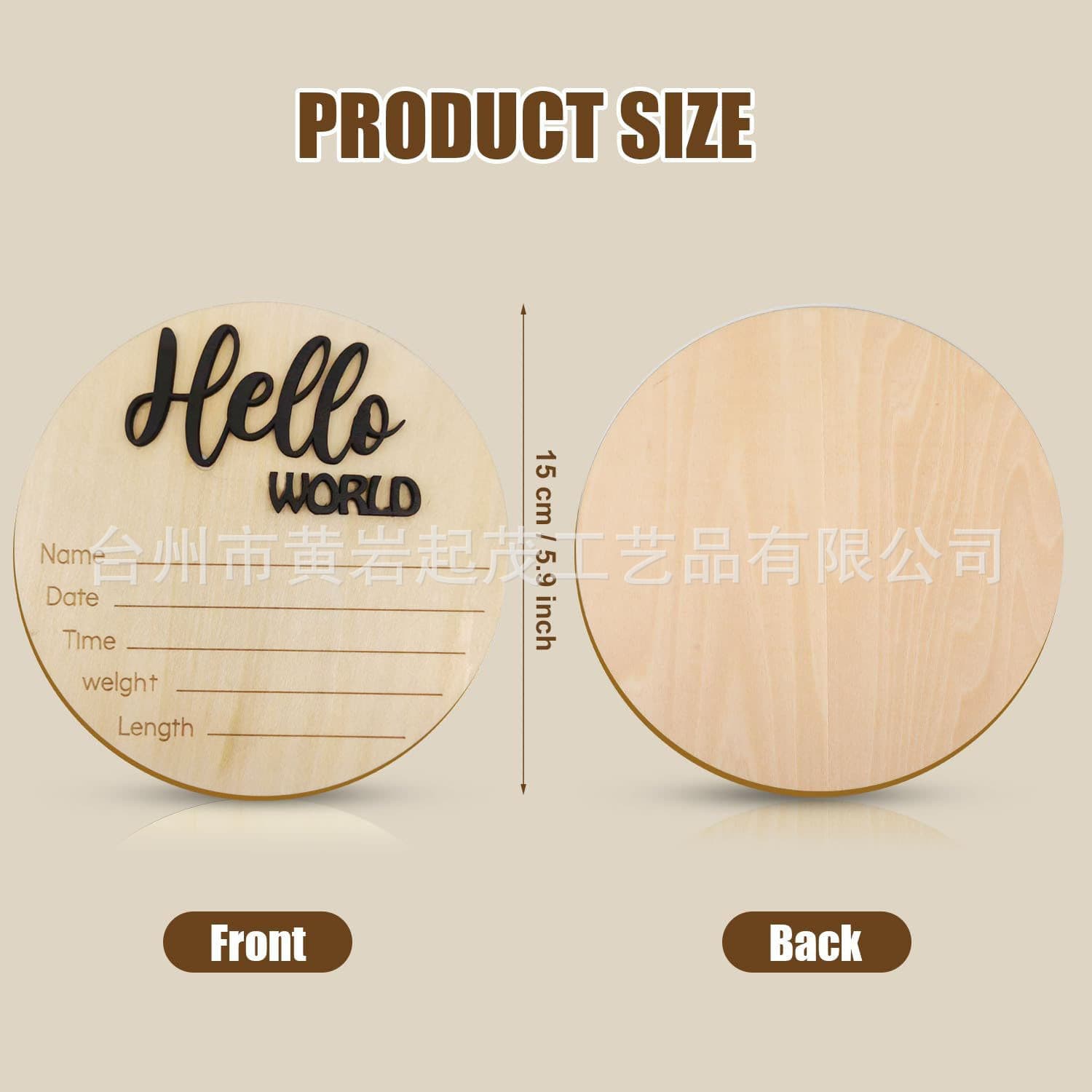 New Cross-Border 3D Ornament Hot-Selling Baby Mobile Newborn Baptism Wooden Round Sign