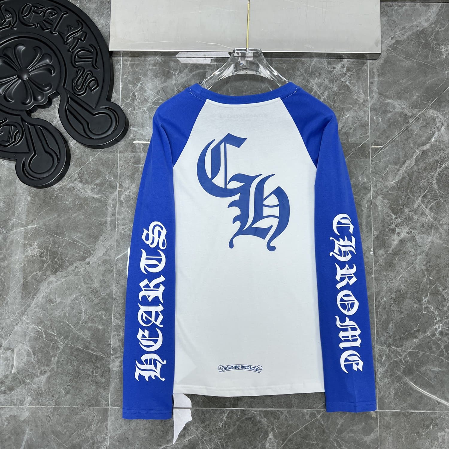 2024 Premium Edition Heavyweight Horseshoe Print Color-Block Raglan Long-Sleeve T-Shirt Breathable Quick-Dry Unisex