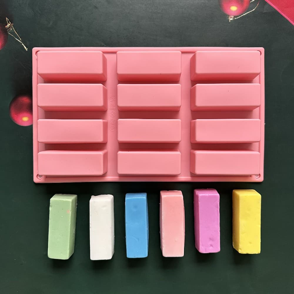 12-pack long strip silicone molds for cakes, ice cream, puddings, desserts, soaps, and baking utensils