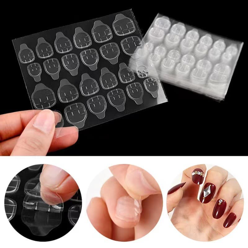 24 Pieces Double-Sided Nail Art Glue Fruit Pudding Yellow Adhesive Extra Sticky Stickers Back Adhesive Nail Art Tools Set