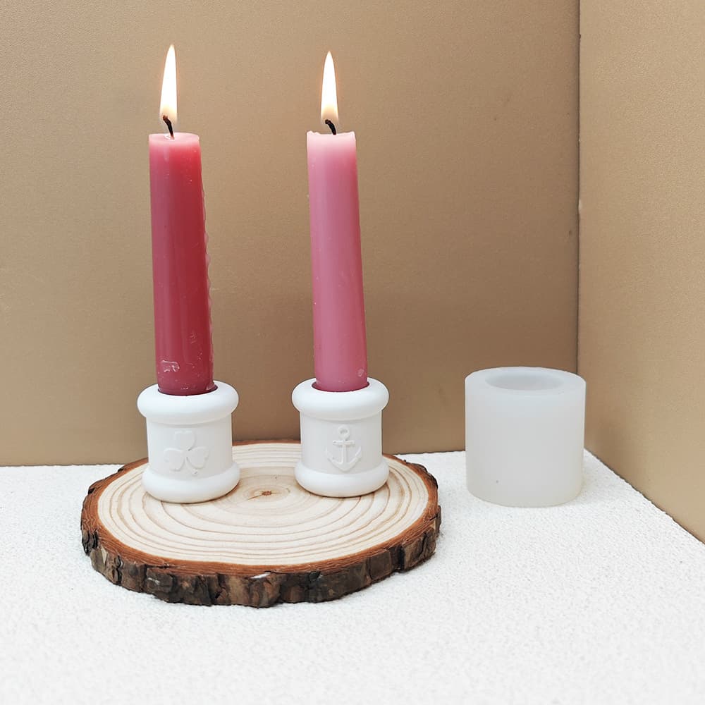 DIY Mini Candle Holder Mold Anchor, Clover Plaster with Edge Mini Candle Holder Silicone Mold Cross-border