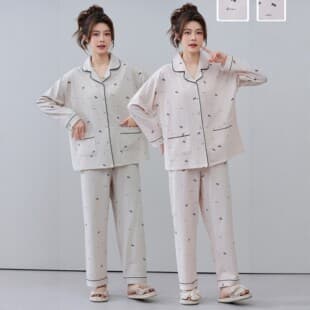 2026 Spring/Autumn Lapel Button Sleepwear Set for Women, Loungewear for Outdoor Wear