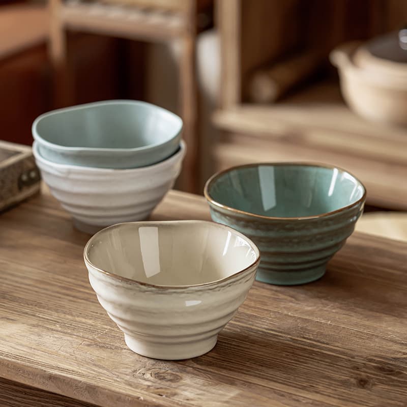 Rice bowl Japanese tall bowl ceramic bowl wholesale sesame glaze small bowl household eating bowl porridge bowl tableware noodle bowl