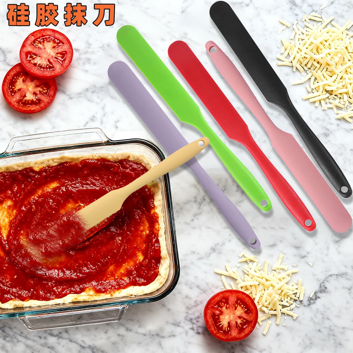 Cross-Border Wholesale One-Piece Long Silicone Spreader Cake Butter Mixing Spatula Baking Tool