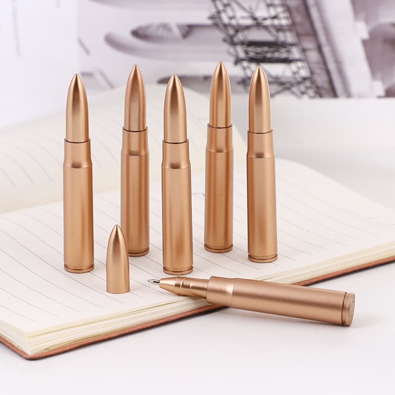 Creative Retro Bullet-Shaped Ballpoint Pen, Realistic Weapon Style Oil-Based Pen, Blue 0.5mm Promotional Gift Wholesale