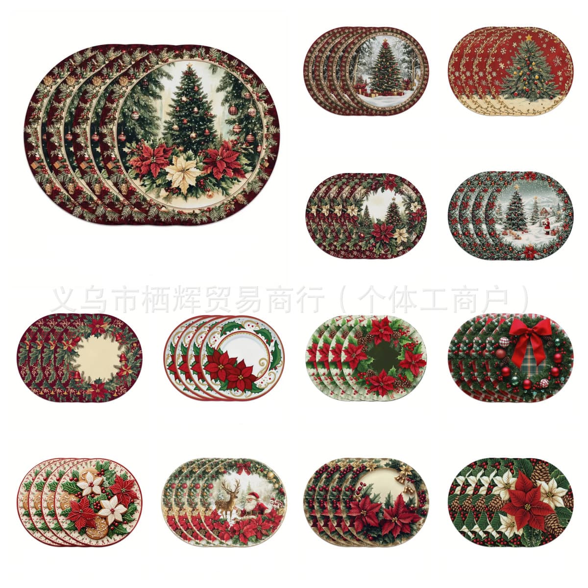 Round Linen Placemat Party Table Decoration Non-Slip Heat Resistant Dining and Home Christmas Non-Slip Heat Resistant Placemat