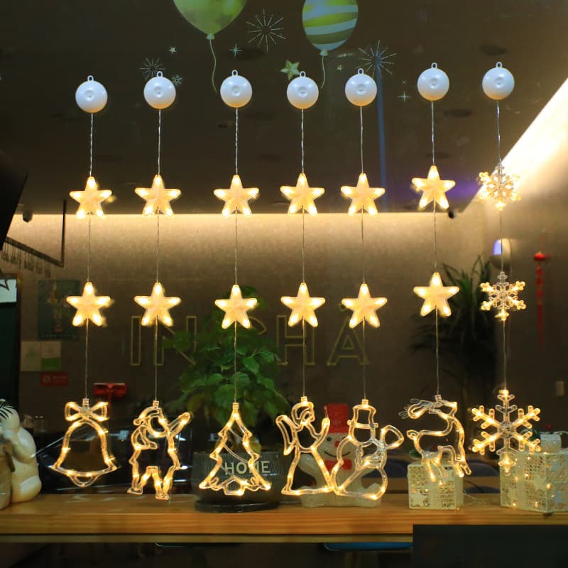 LED decorative lights, Christmas suction cup lights, festive atmosphere arrangements, hanging lights, room window arrangements, decorative colorful light strings
