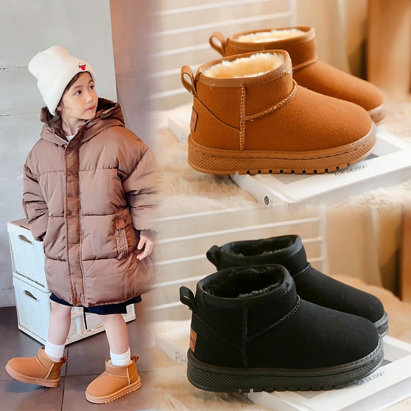 Children's Snow Boots 2025 Winter New Style Fleece-Lined Thickened Girls' Anti-Slip Large & Medium Size Soft Sole Waterproof Boys' Cotton Boots Trendy