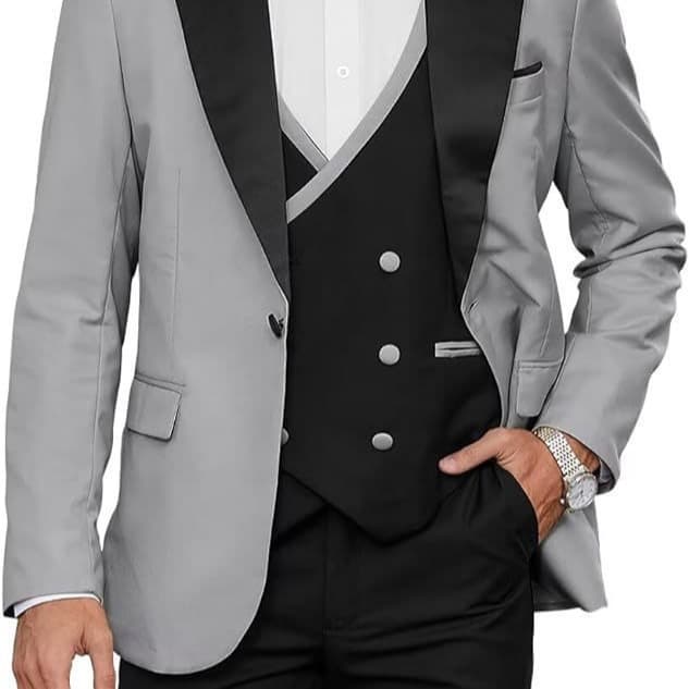 Cross-Border Foreign Trade Solid Color Business Casual Men's Three-Piece Suit Groom's Suit Men's Wedding Banquet Large Size Cross-Border Suit